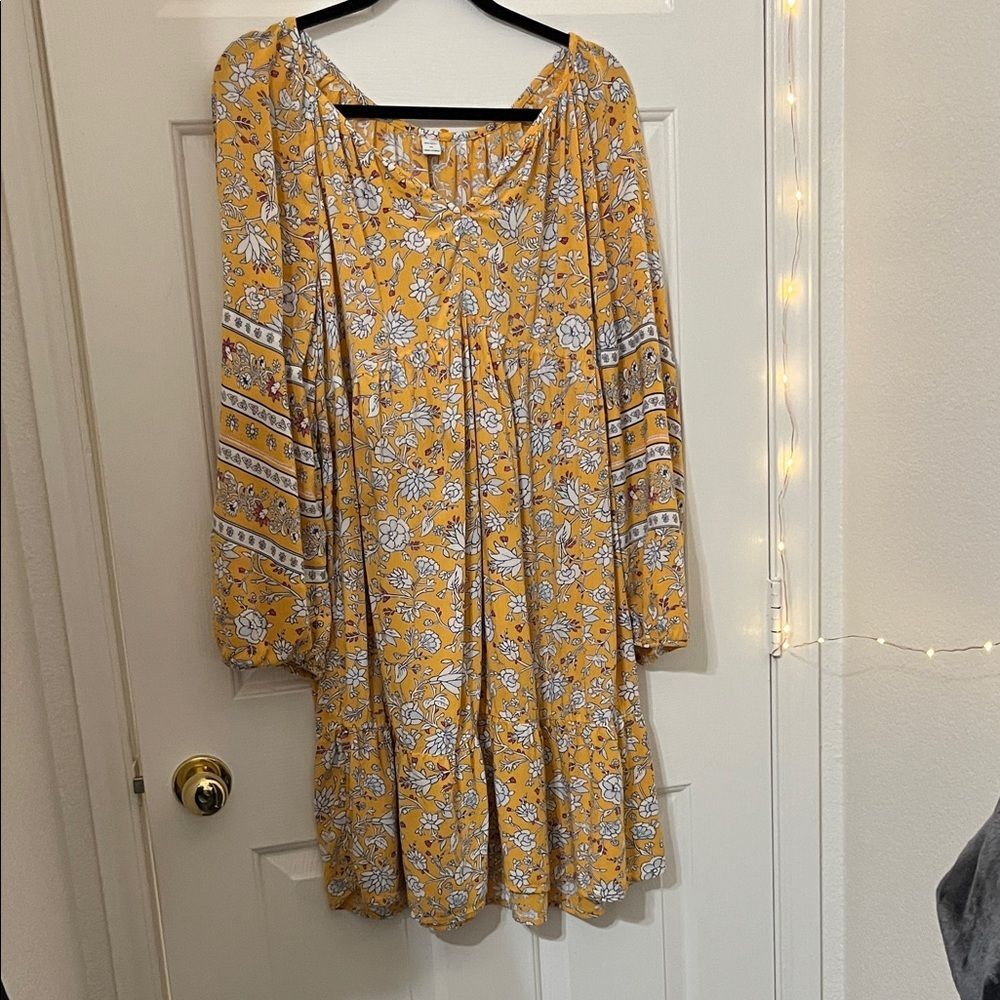 Old Navy Yellow Floral Long Sleeve Dress